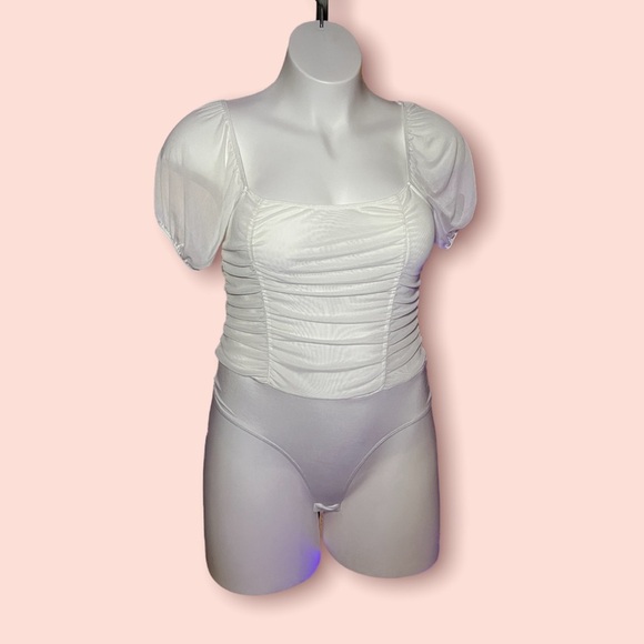 LeLis sheer ruched bodysuit NWT - Picture 2 of 9